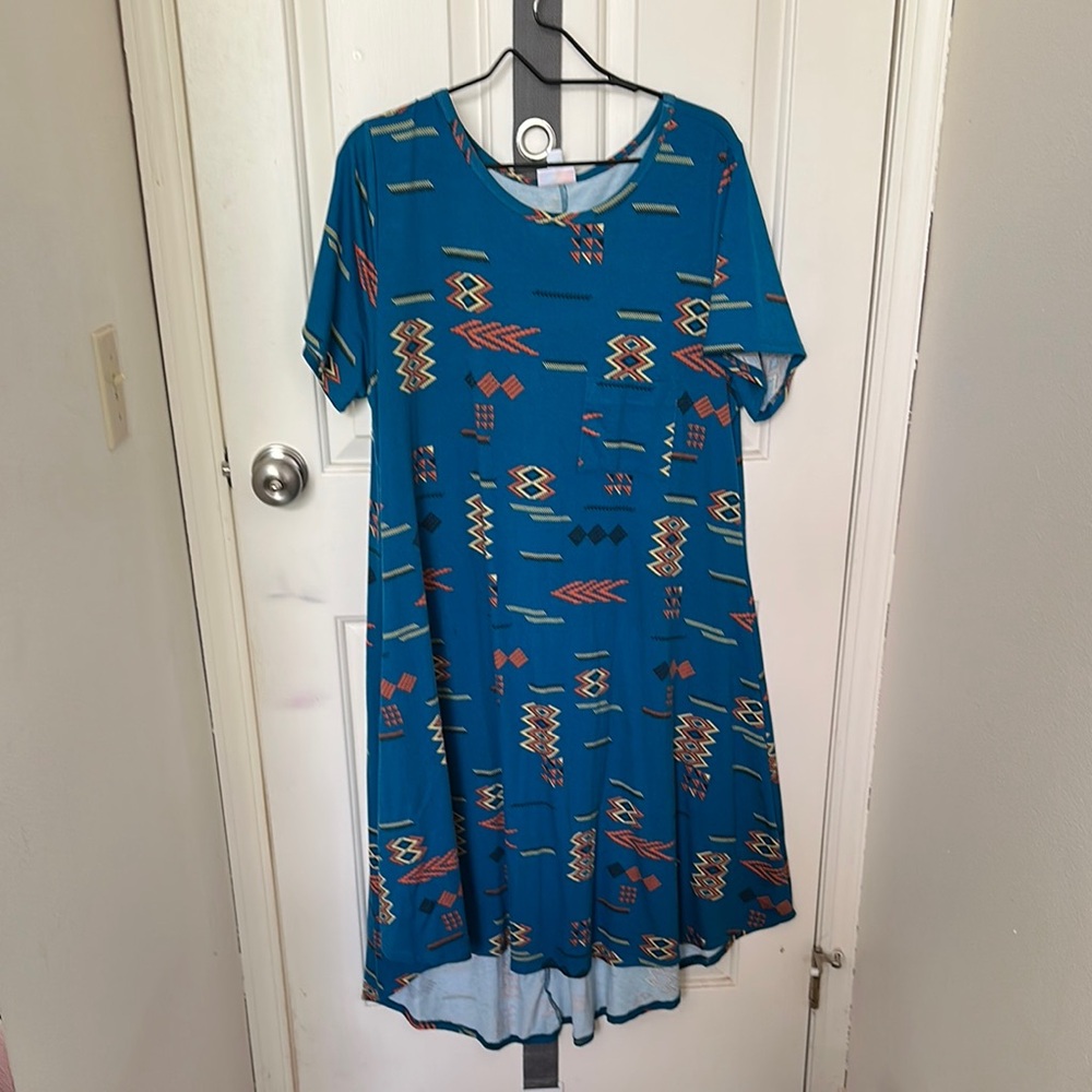 LuLaRoe Tribal Print Blue Dress. Worn once.